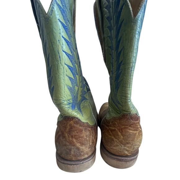 Custom Mexican two tone elephant Green and Brown Volvo comfort soles boots - Picture 5 of 7
